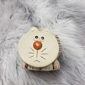 Clay pottery cat plant container / planter